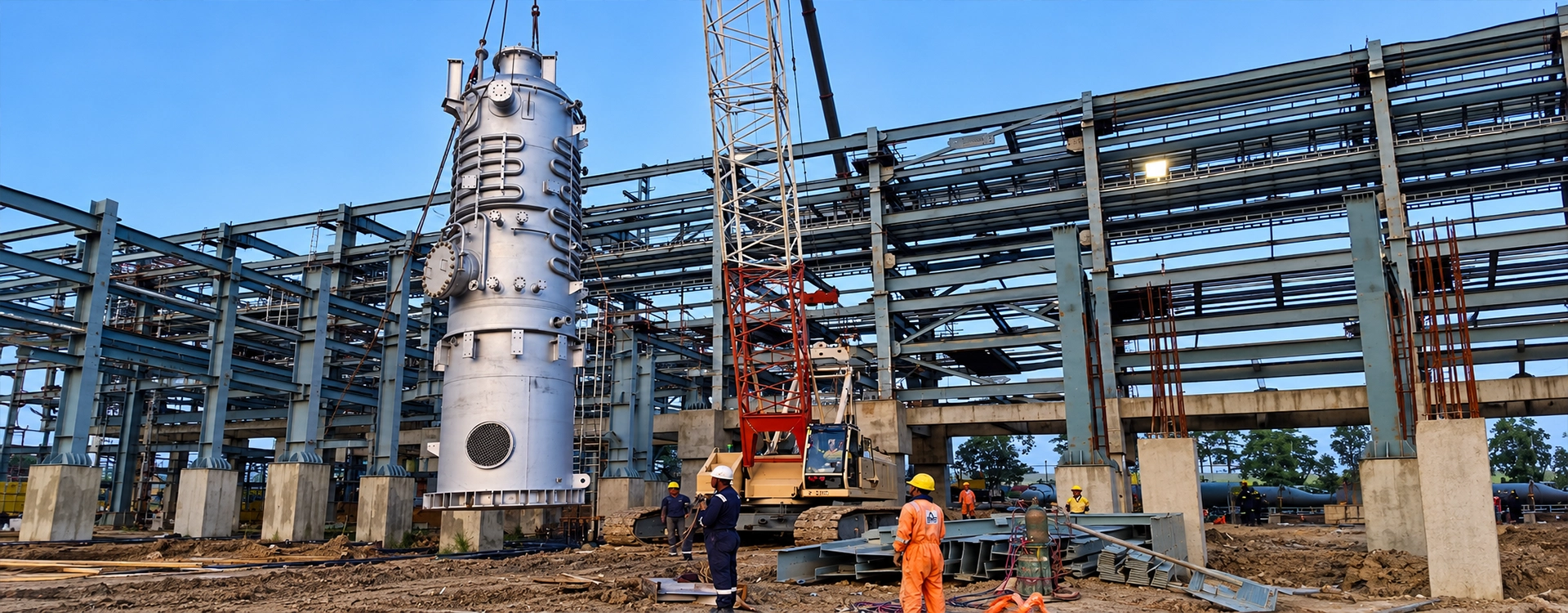 Tall distillation column fabricated by Heatmax